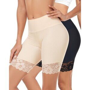 Blueinn 2 Pack Mesh Anti Chafing‎ Slip Shorts in Nude/Black - Size Large